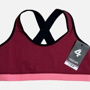 Four Laps FourLaps Infinity Sports Bra size L Red Velvet Strawberry Black NWT